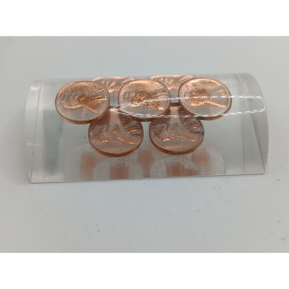 Vintage 1972 Penny Lucite Epoxy? Paperweight 3" X 2" Office Weight - Picture 4 of 9